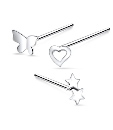 3 Silver Nose Stud Sets NSK-SET-1103